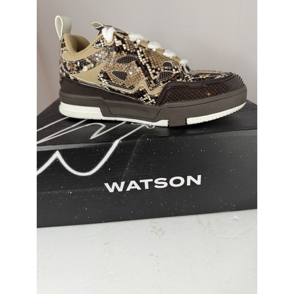 Watson K Flip Sneakers Desert Snake Men's Casual Brown Snake Print Mesh Lace‎ Up - Picture 3 of 8